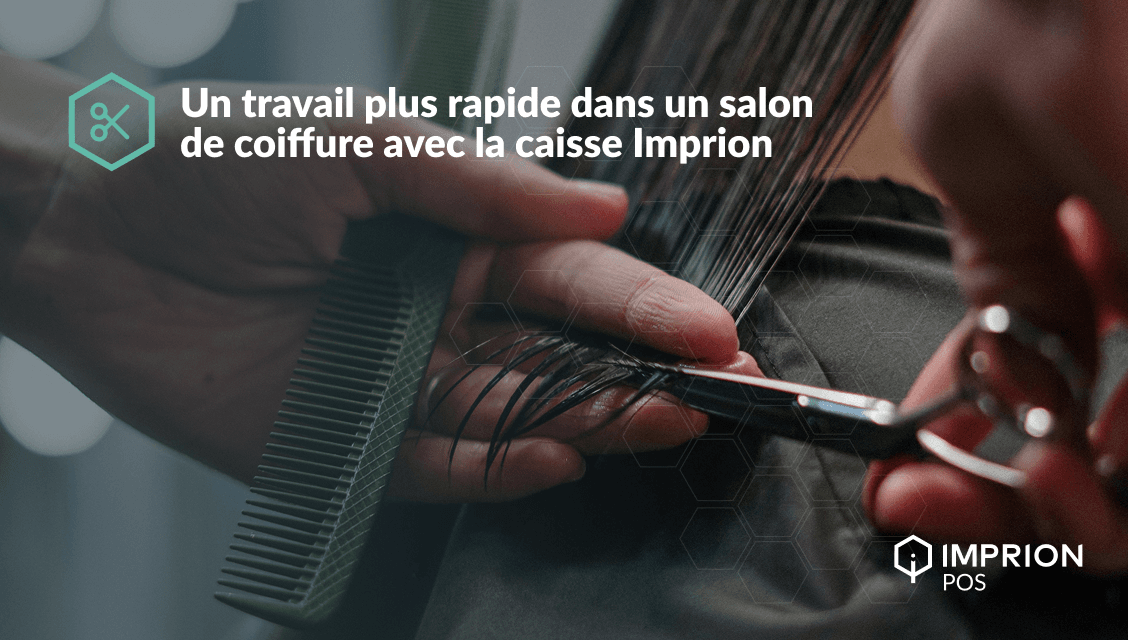 Coupe de cheveux dans un salon de coiffure avec la caisse Imprion