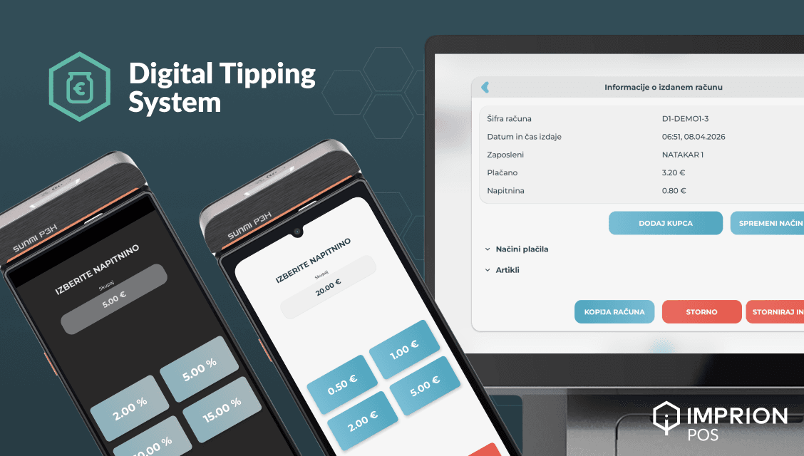 Digital tip reports and employee overview in the Imprion POS back-office system
